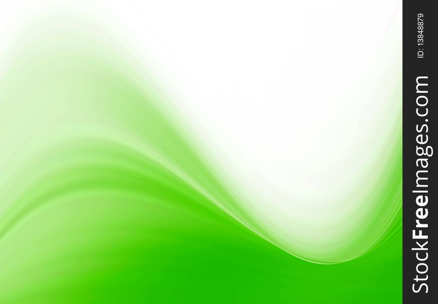 Green dynamic wave over white background. Abstract illustration