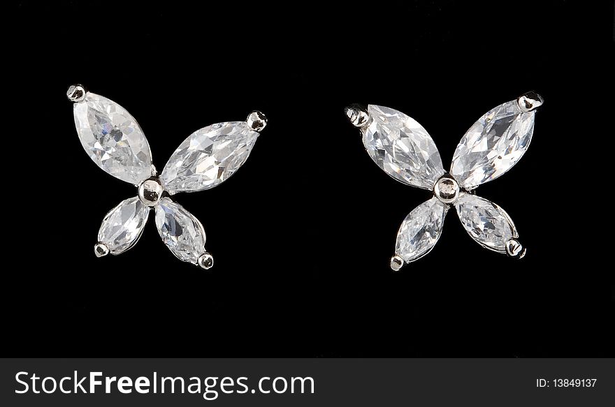 Silver Earrings With Diamonds