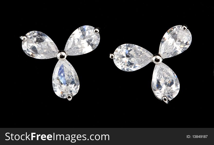 Silver Earrings With Diamonds