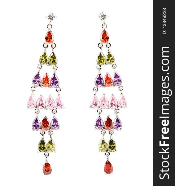 Coloured Earrings On White