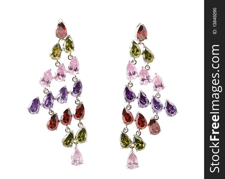 Coloured Earrings On White