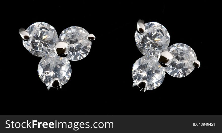 Silver Earrings With Diamonds