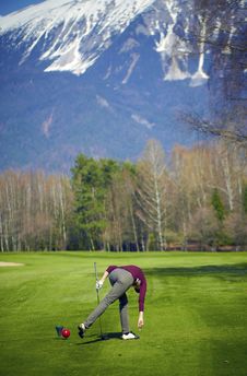 Woman At The Golf Range Stock Image