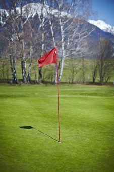 Red Flag Hole Marker At The Golf Course Royalty Free Stock Image Red Flag Hole Marker At The Golf Course Royalty Free Stock Image