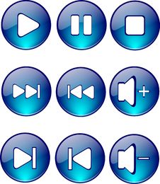 Buttons Glossy Player Blue Stock Photography