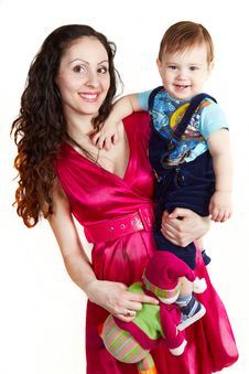 Mother With Son Carring On Hands Royalty Free Stock Image