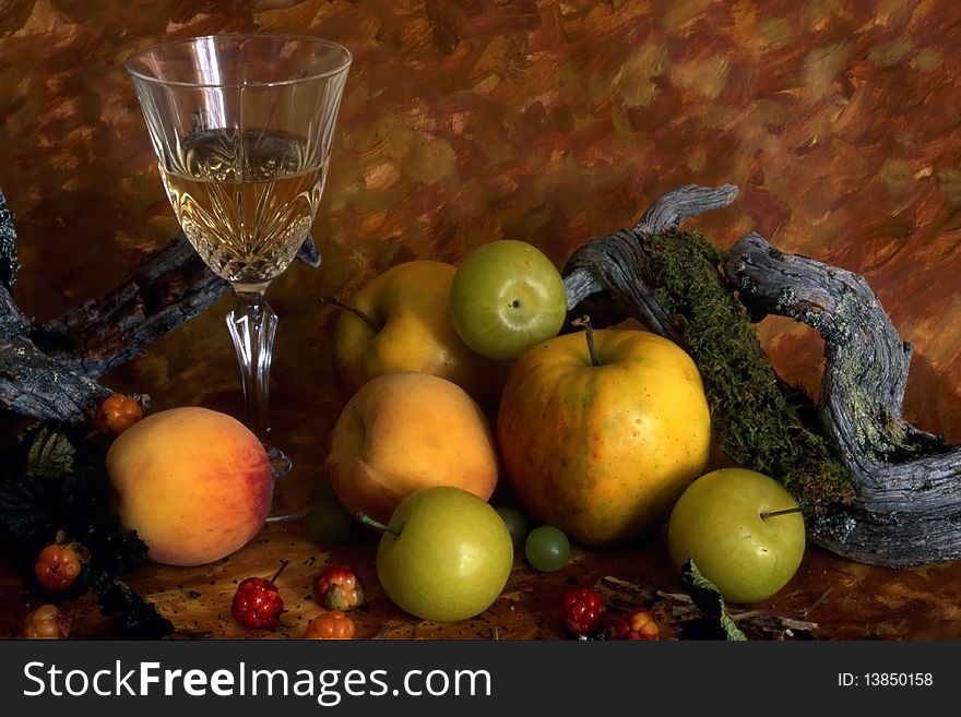 Wine and fruits