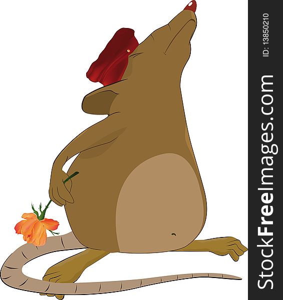 Nice rat with a flower rodent rose