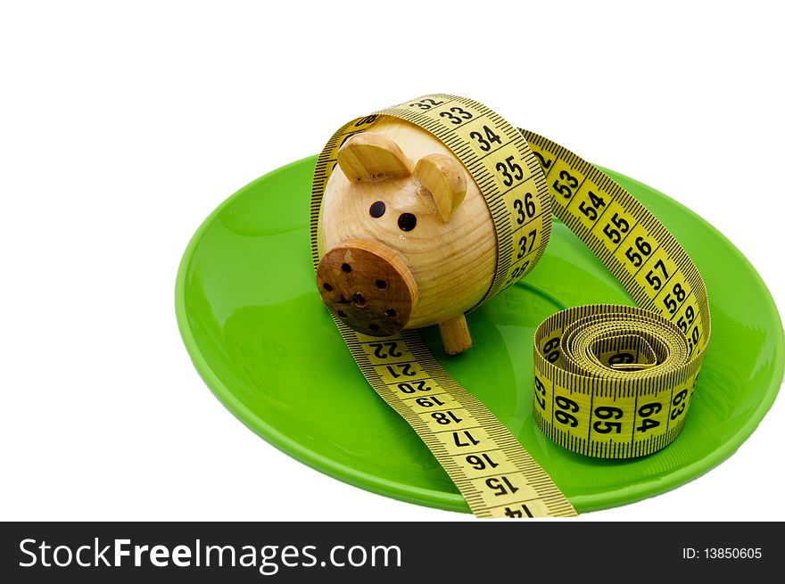 Pig overweight after measurement by centimeter on diet. Pig overweight after measurement by centimeter on diet