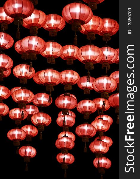 Chinese red lanterns at night