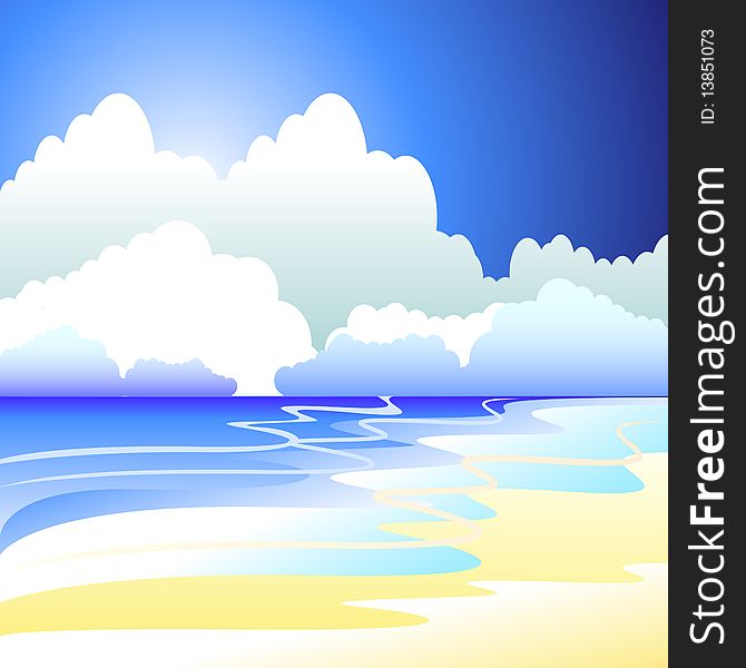 Vector illustration of sea and beach