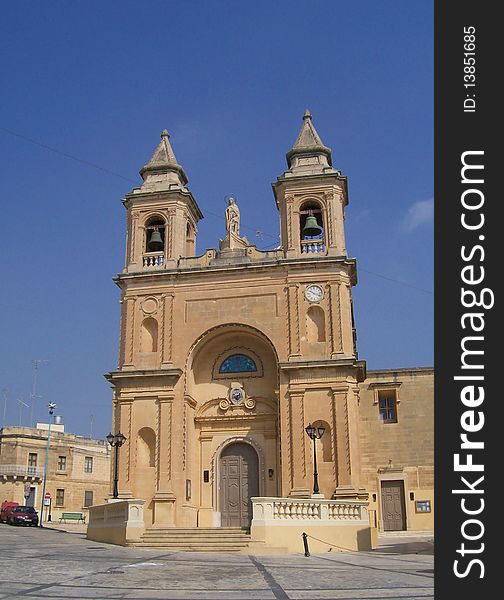 Front view of church in malta island of the mediterranenan