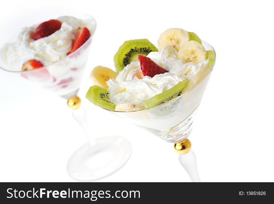 Fruit with whipped cream