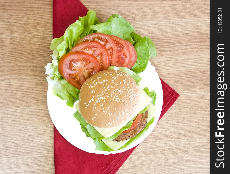 Tasty fresh beef burger with cheese. Tasty fresh beef burger with cheese