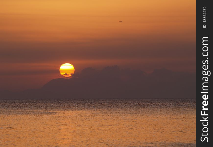 Mediterranean sunset in summer, Rhodos, Greece