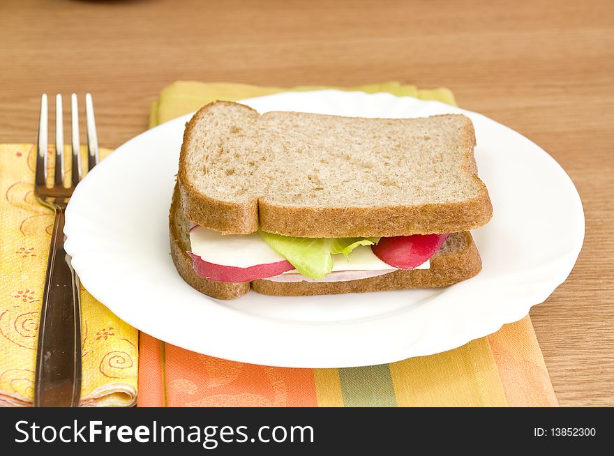 Ham, cheese, lettuce and diet bread. Ham, cheese, lettuce and diet bread