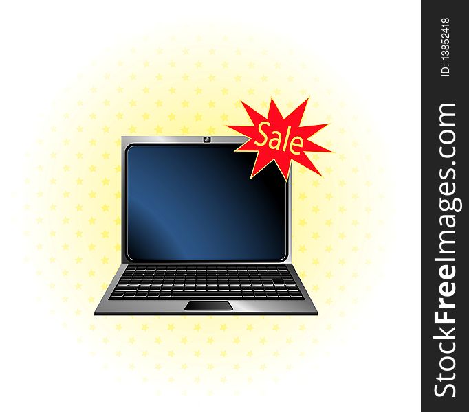 Laptop icon with discount on a white background
