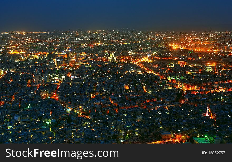 Damascus. Night view of the city