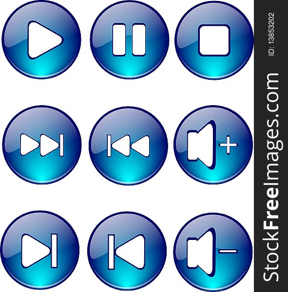 Buttons Glossy Player Blue