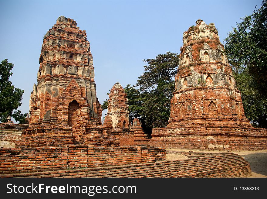 Ruins of Buddhist temple in Ayutthaya, Thailand