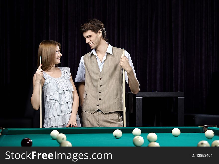 Couple In A Billiard Room