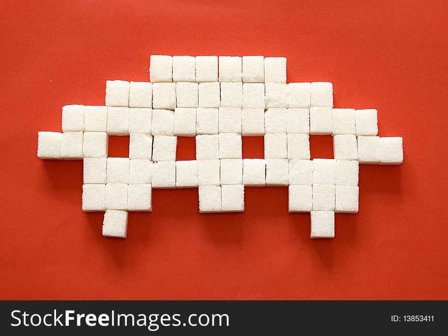 Sugar Space Invaders. Nostalgia 80s game.