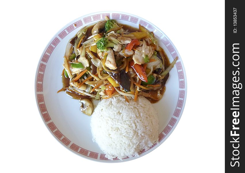 Deliciously tempting chinese meat over white background. Deliciously tempting chinese meat over white background