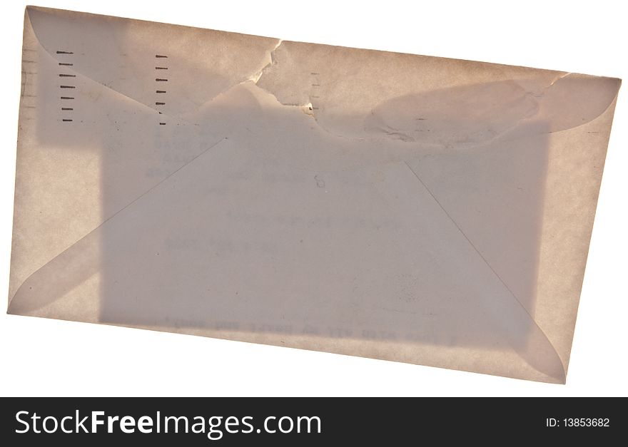 Translucent envelope with love letter inside.  Isolated on white with a clipping path.