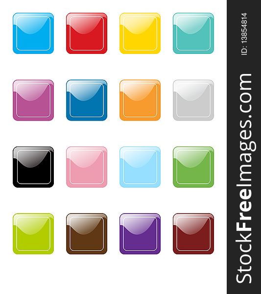 Various colored chiclets for clicking on computers.