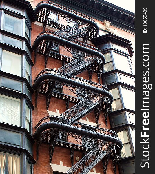 Iron balconies on a residential building.