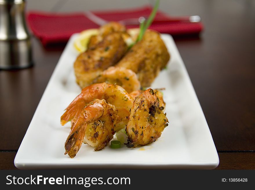 Fried Shrimp on white plate. Fried Shrimp on white plate