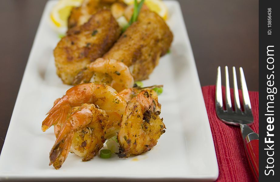 Fried Shrimp on white plate. Fried Shrimp on white plate