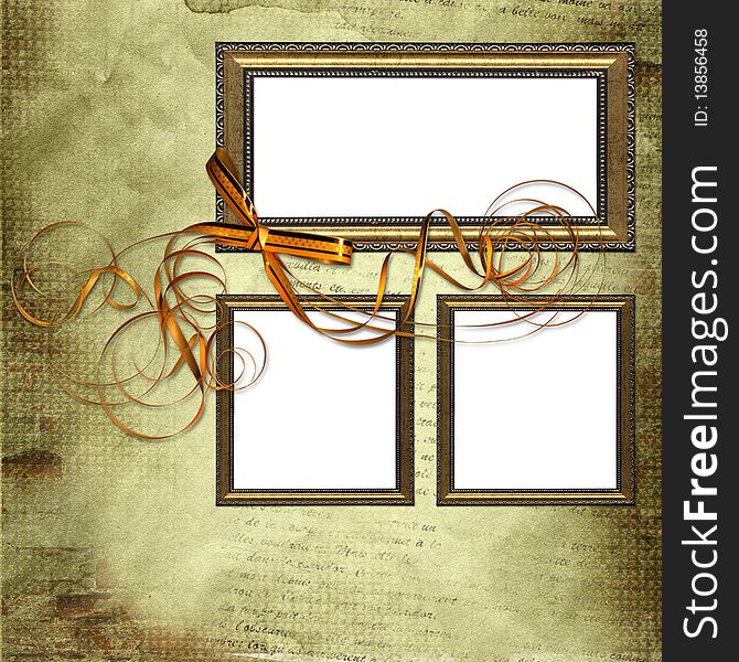 Frames on grunge background with bow. Frames on grunge background with bow
