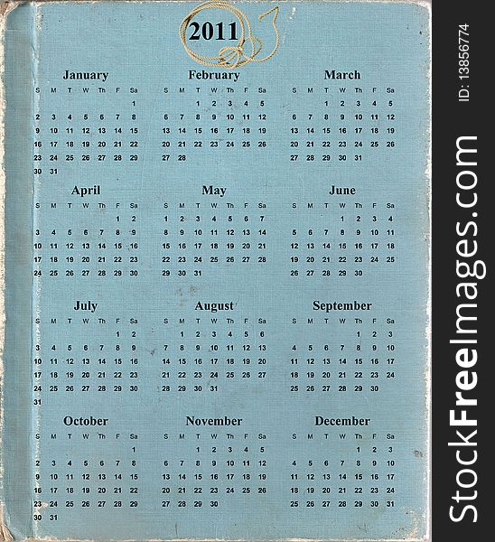 2011 year calendar on worn textured background. 2011 year calendar on worn textured background.