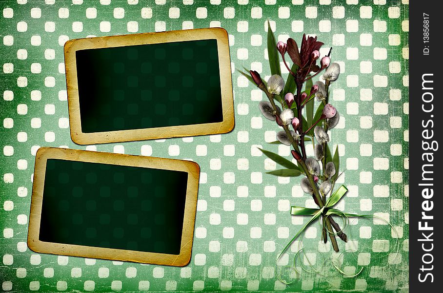 Slides For Photo On Grunge Green Background