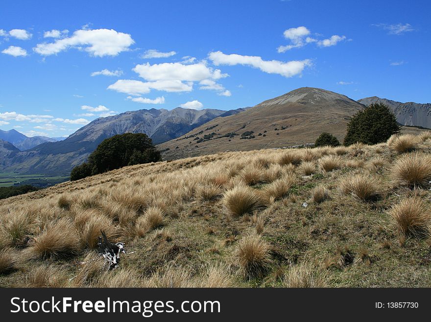 A Mountain View near Cass, New Zealand. A Mountain View near Cass, New Zealand