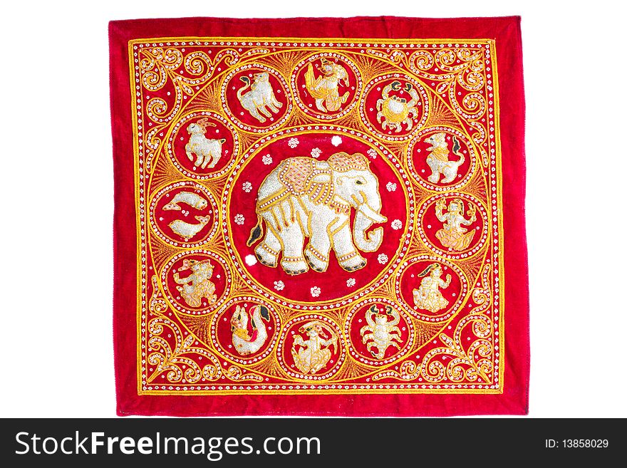 Handmade carpet with elephants and zodiac sings