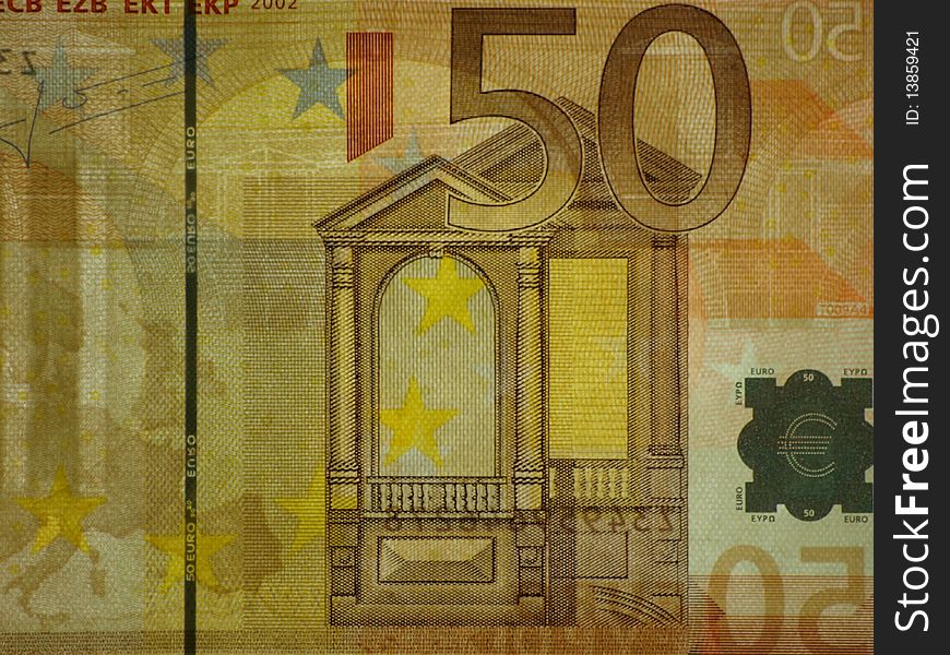 Details of fifty euro, paper money