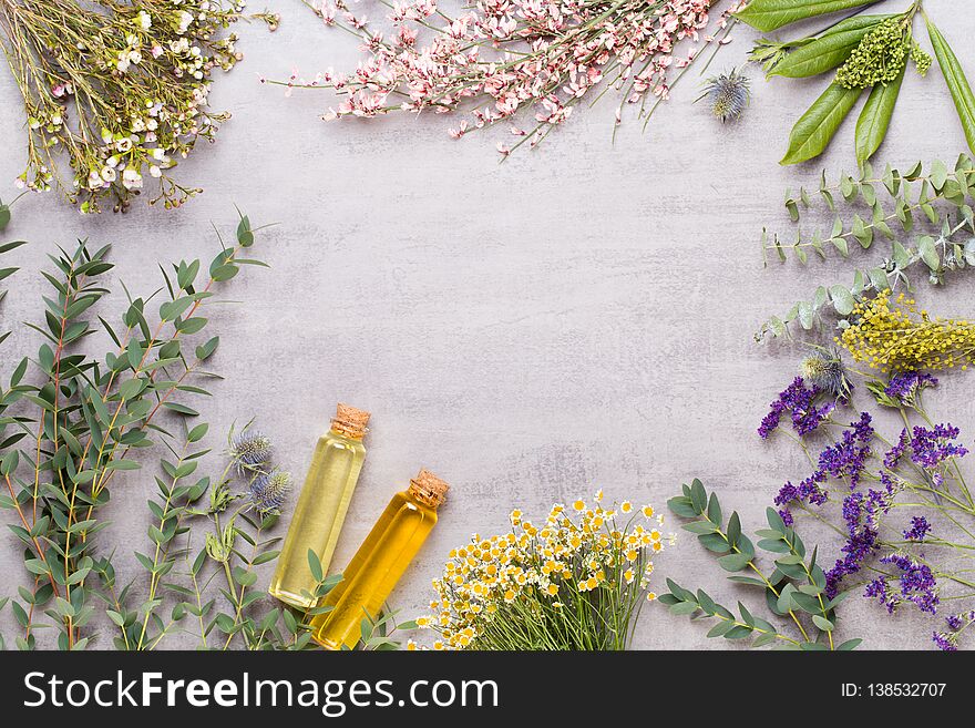 Spa cosmetic products concept, spa background with a space for a text, flat lay, view from above. Spa cosmetic products concept, spa background with a space for a text, flat lay, view from above