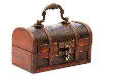 Single Closed Wooden Chest With Metal Ornament Stock Photo Single Closed Wooden Chest With Metal Ornament Stock Photo