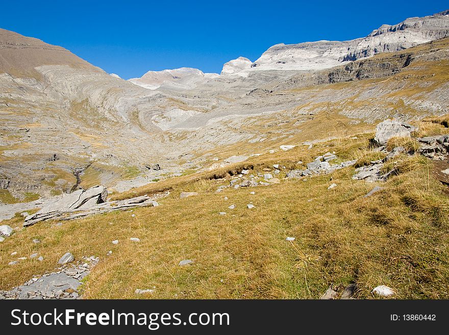 View on Monte Perdido Massif. Ordesa National Park in Spain. View on Monte Perdido Massif. Ordesa National Park in Spain.