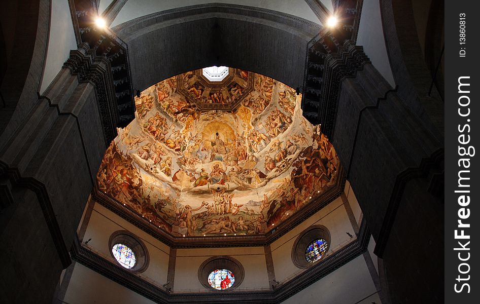 Interior of Basilica di Santa Maria del Fiori - famous cathedral church of Florence in Italy