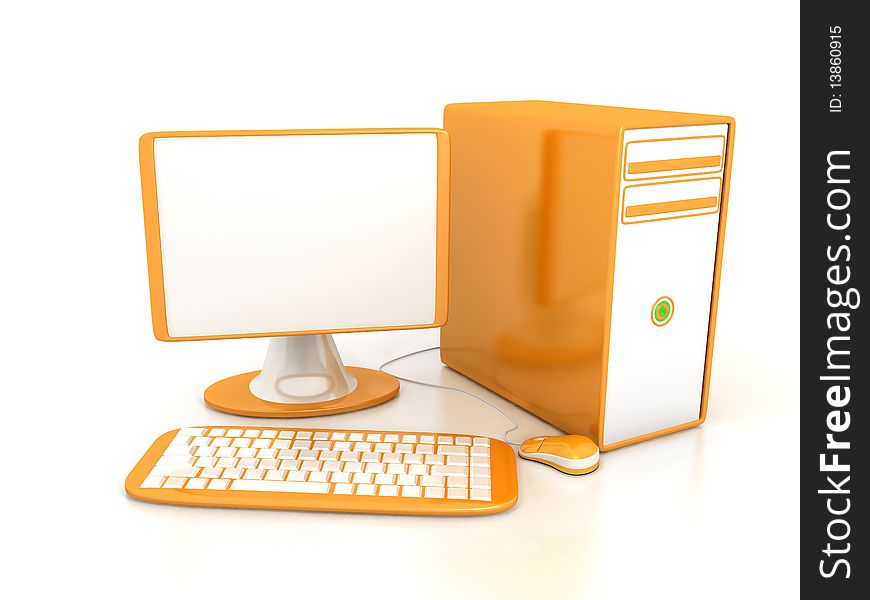 Computer over white background . 3d render