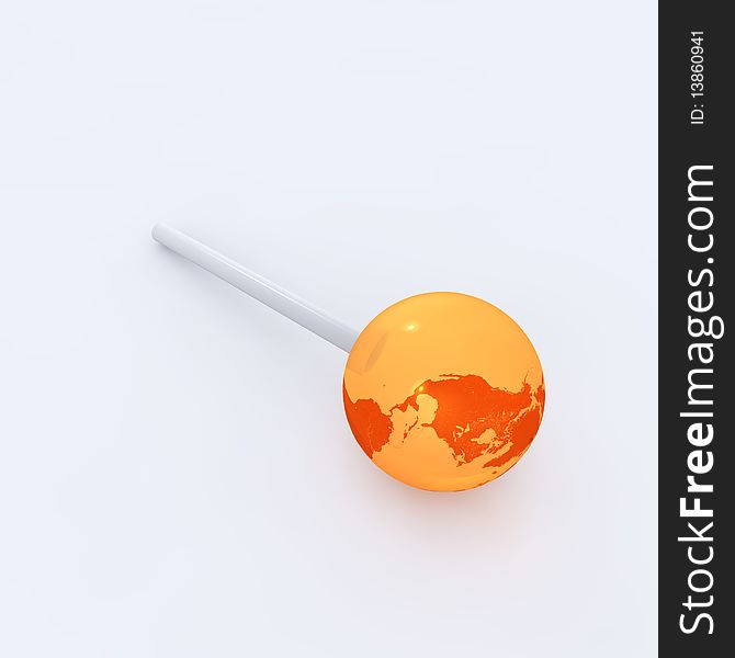 Lollipop in the form of the globe. Lollipop in the form of the globe