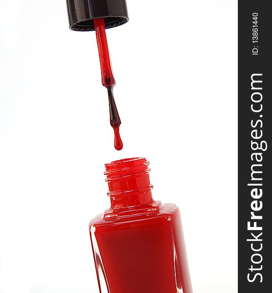 Isolated Red Nail Polish dripping