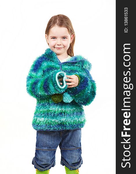 Little girl in fur coat