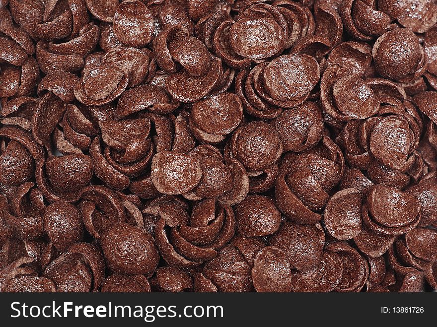 Food background - chocolate cereal flakes. Food background - chocolate cereal flakes