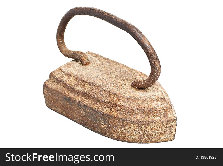 Old vintage Russian Soviet rusty iron isolated on a white background with cliping path