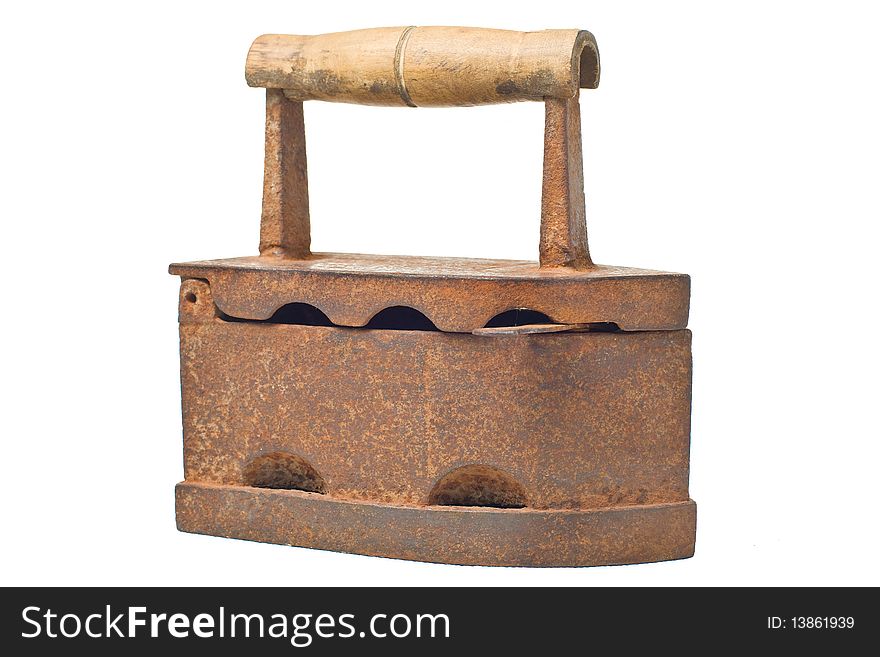 Vintage Rusty Iron On White Background.