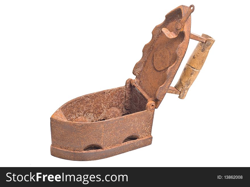 Old vintage Russian Soviet rusty iron isolated on a white background with cliping path